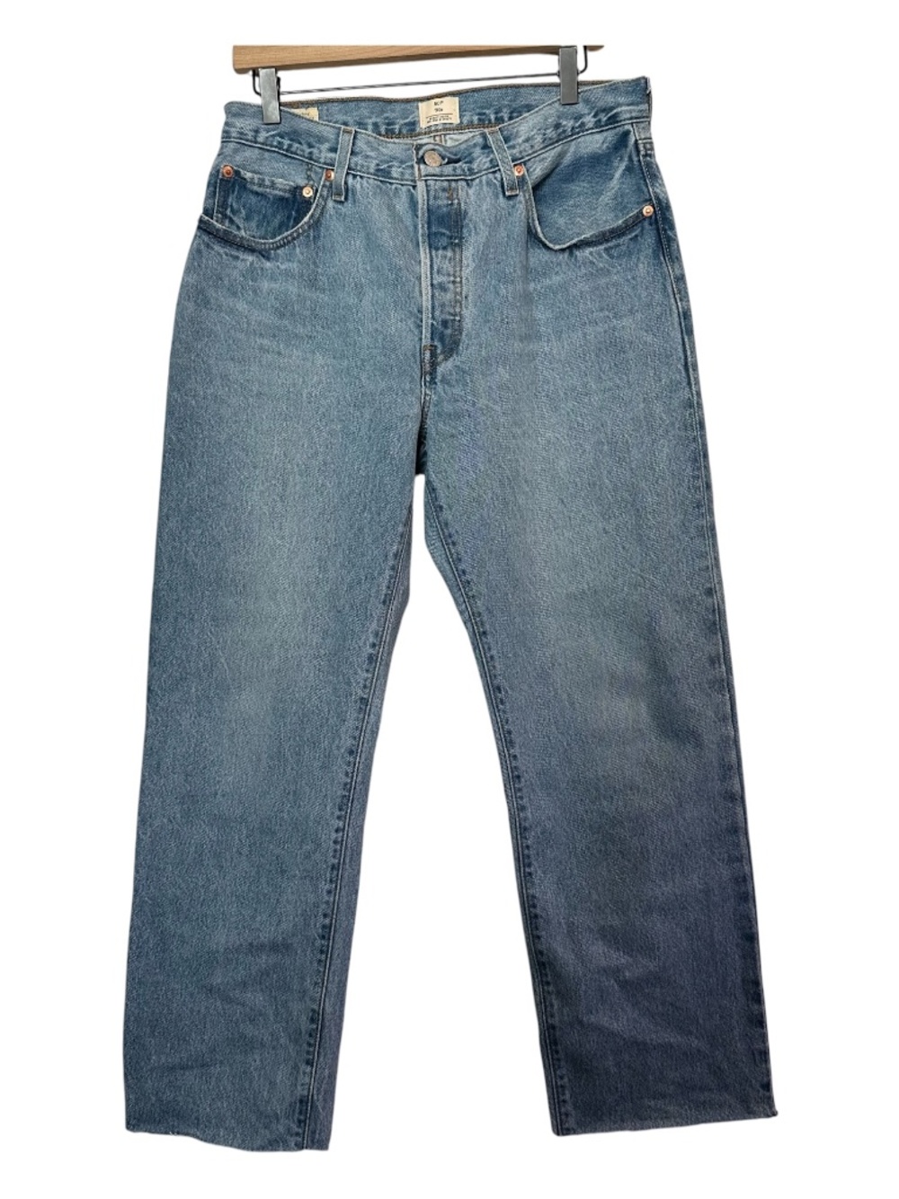 Levi's 501 '90s Jeans Women W30 L30 Light Wash Raw Hem Button Fly Vintage Style
